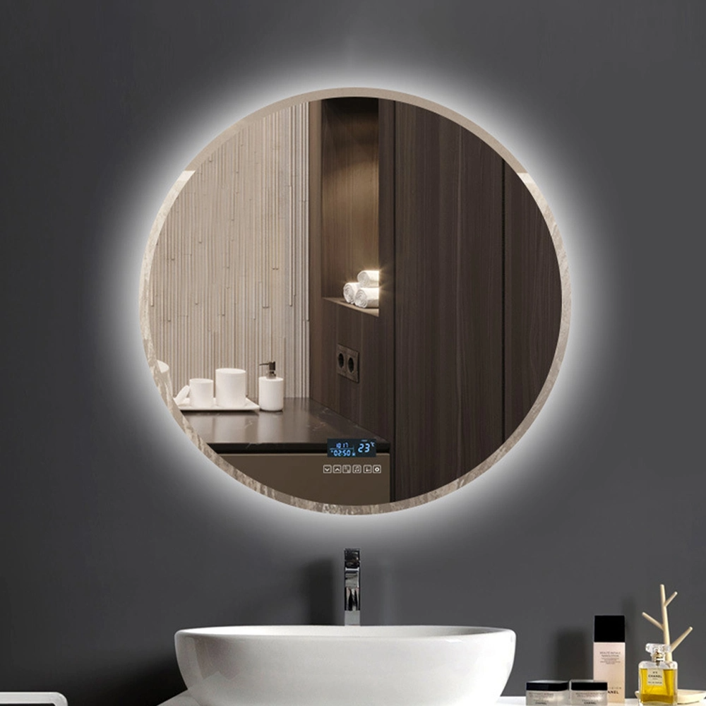 Specchio da bagno con cornice in argento dorato bianco nero di vendita calda moderna con illuminazione a LED e antiappannamento