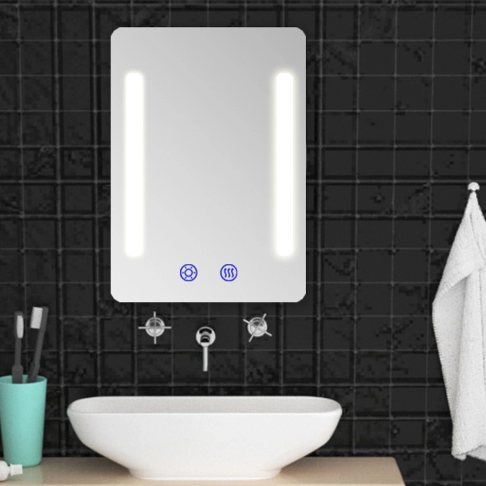 Specchio da trucco da bagno illuminato a LED rettangolare quadrato da parete Decorazione domestica con funzione antiappannamento Specchio in vetro Smart Home