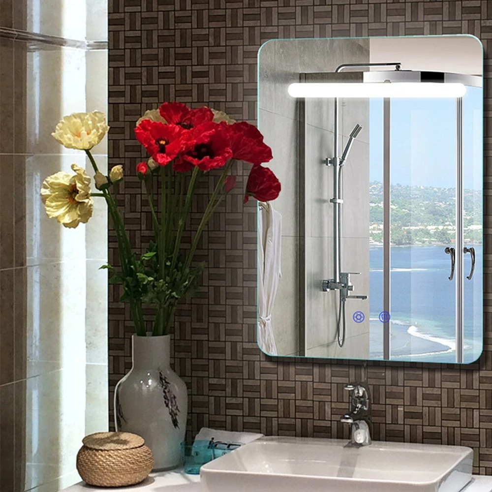 Specchio da bagno quadrato illuminato a LED da parete con funzione antiappannamento