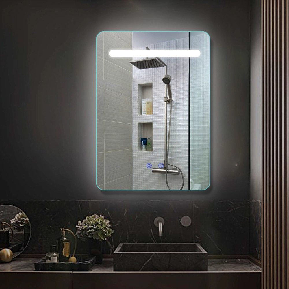 Specchio da bagno quadrato illuminato a LED da parete con funzione antiappannamento