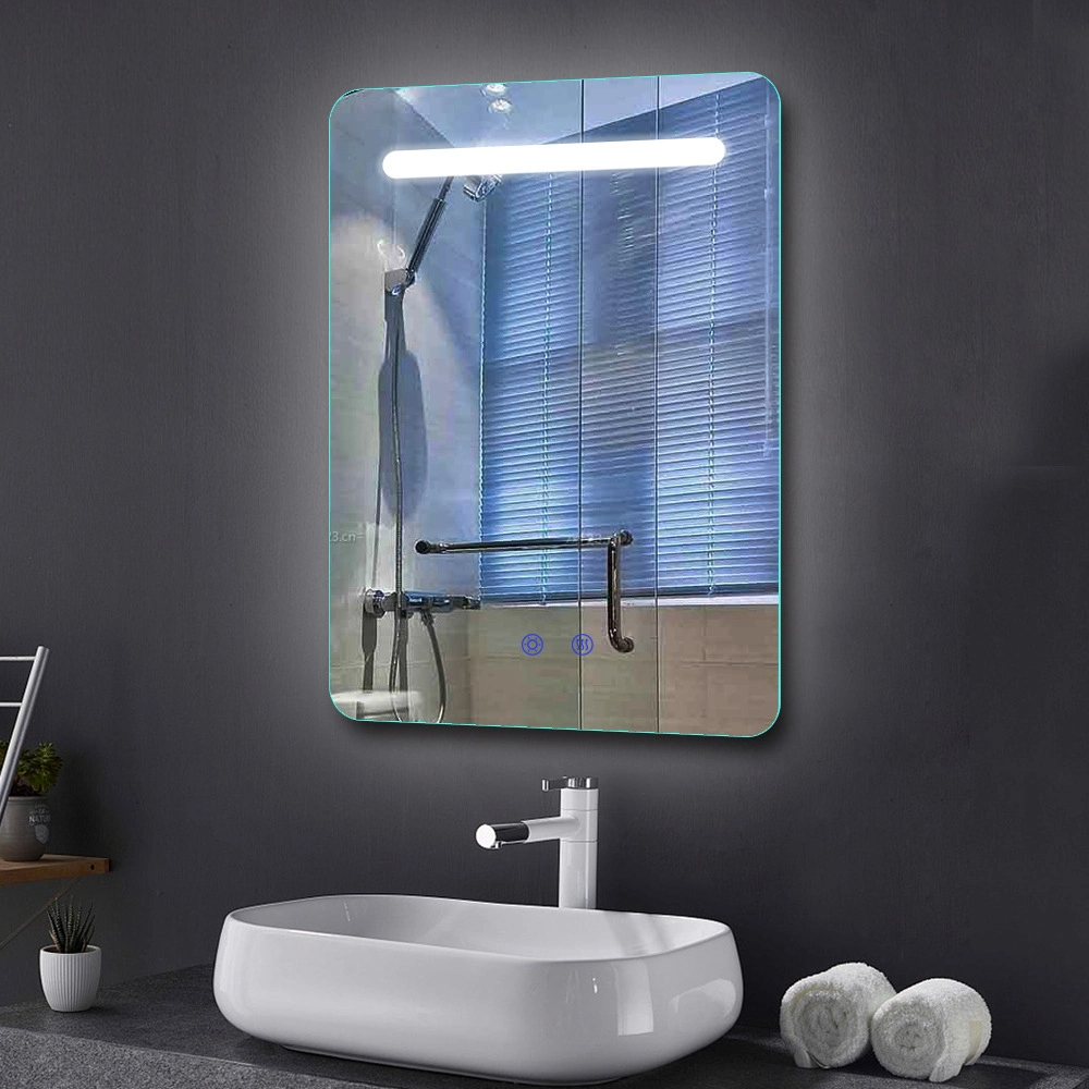 Specchio da bagno quadrato illuminato a LED da parete con funzione antiappannamento