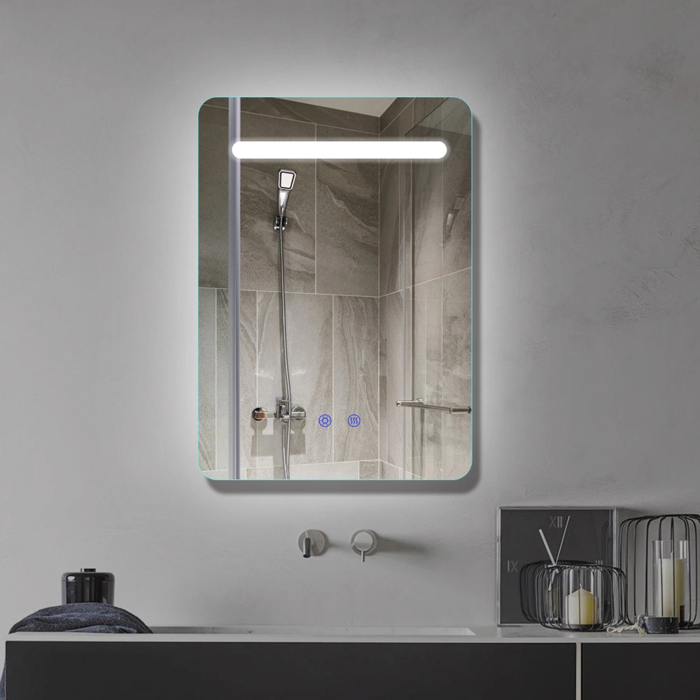 Specchio da bagno quadrato illuminato a LED da parete con funzione antiappannamento