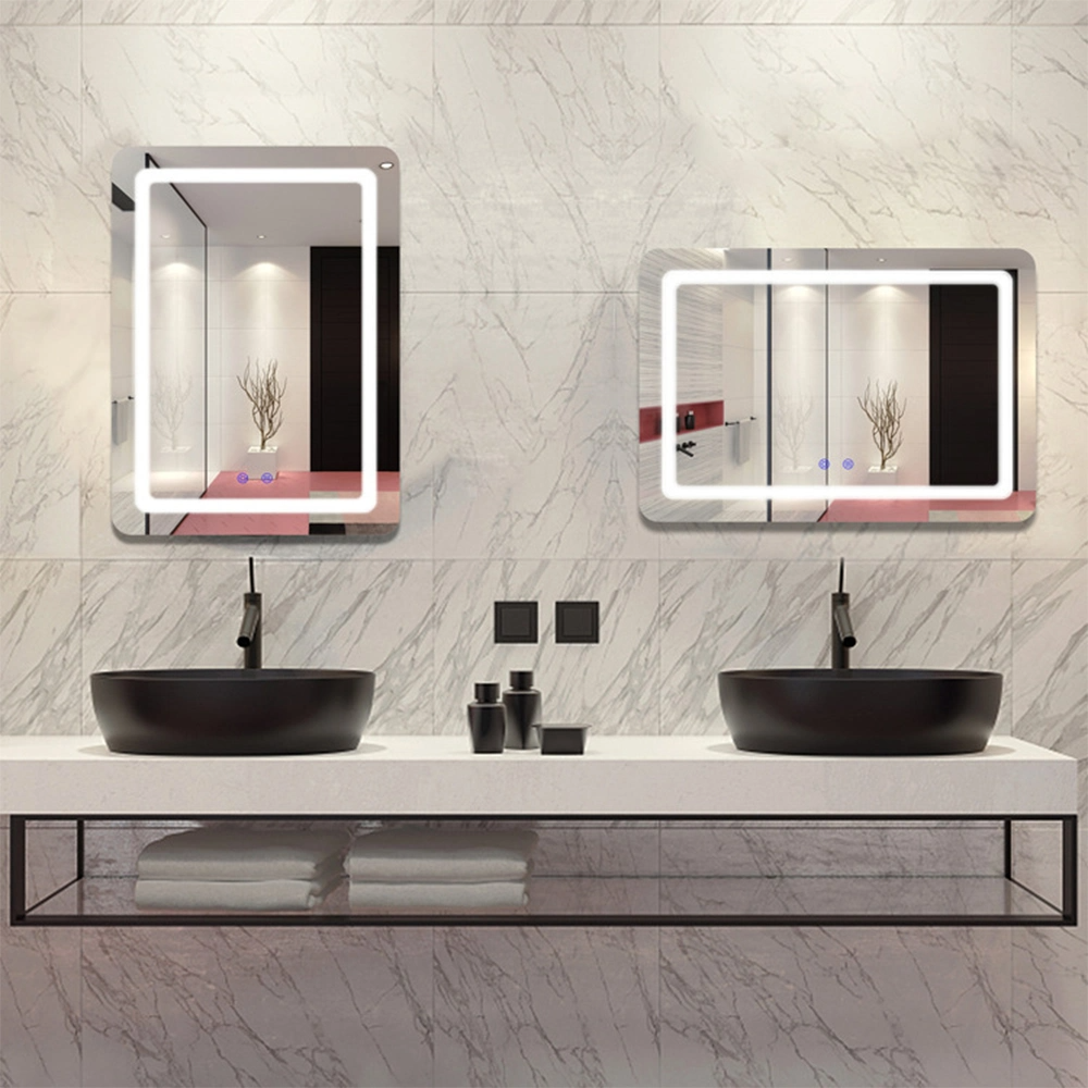 Commercio all'ingrosso bagno intelligente retroilluminato a LED illuminato vanità mobili specchio decorativo in vetro fissato al muro