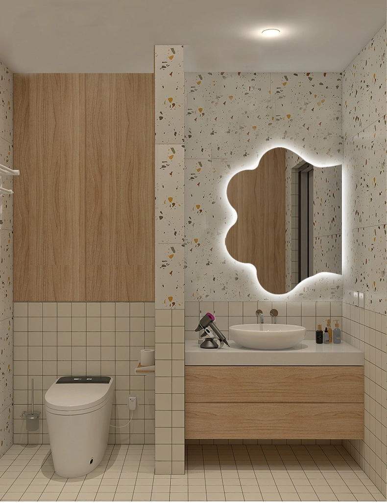 Specchio cosmetico estetico irregolare senza cornice, Daizysight Specchi decorativi da tavolo da tavolo in acrilico con supporto in legno per vivere