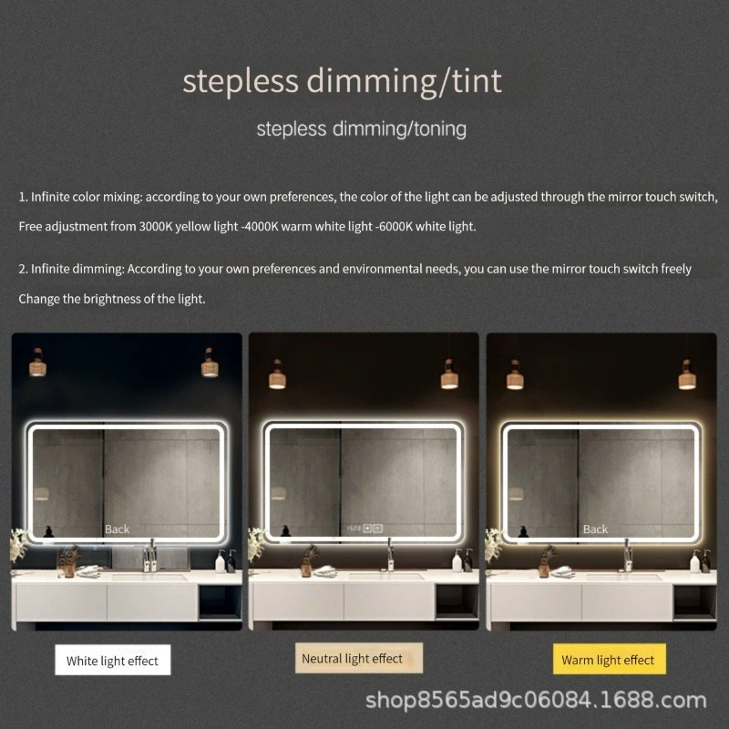 Specchio da bagno con luce LED Smart illuminato a parete per hotel personalizzato personalizzato