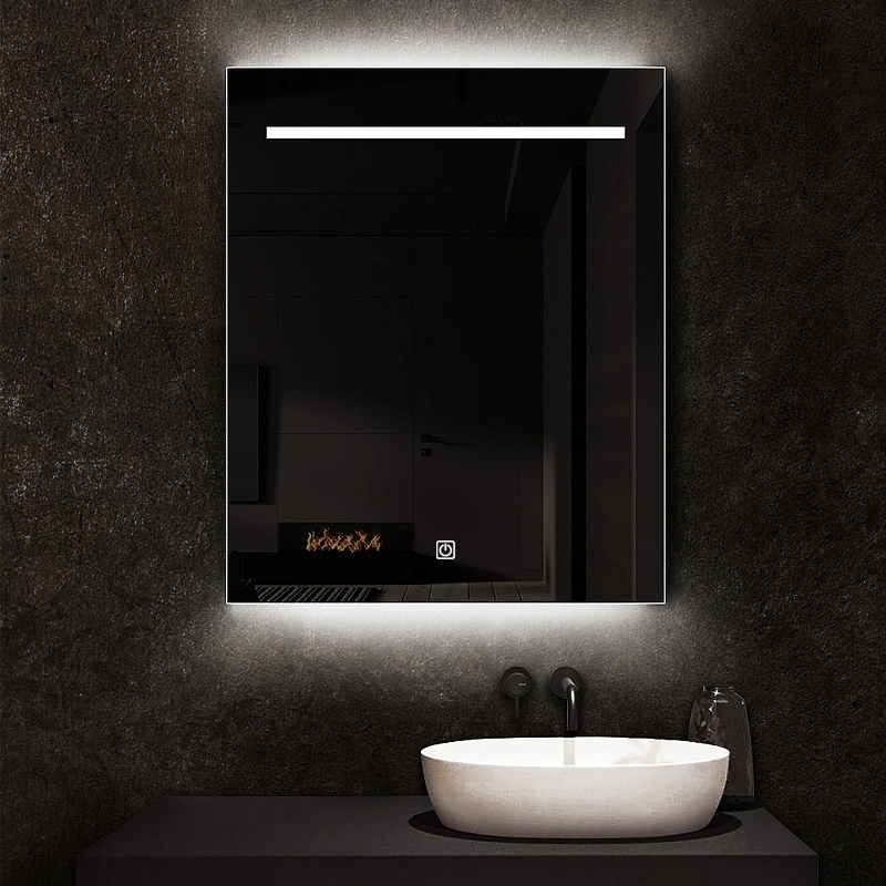 Commercio all'ingrosso di lusso per la casa decorativa cornice in alluminio lavabo intelligente specchio rotondo superficie frontale luce a LED specchio da trucco in vetro da parete illuminato da bagno