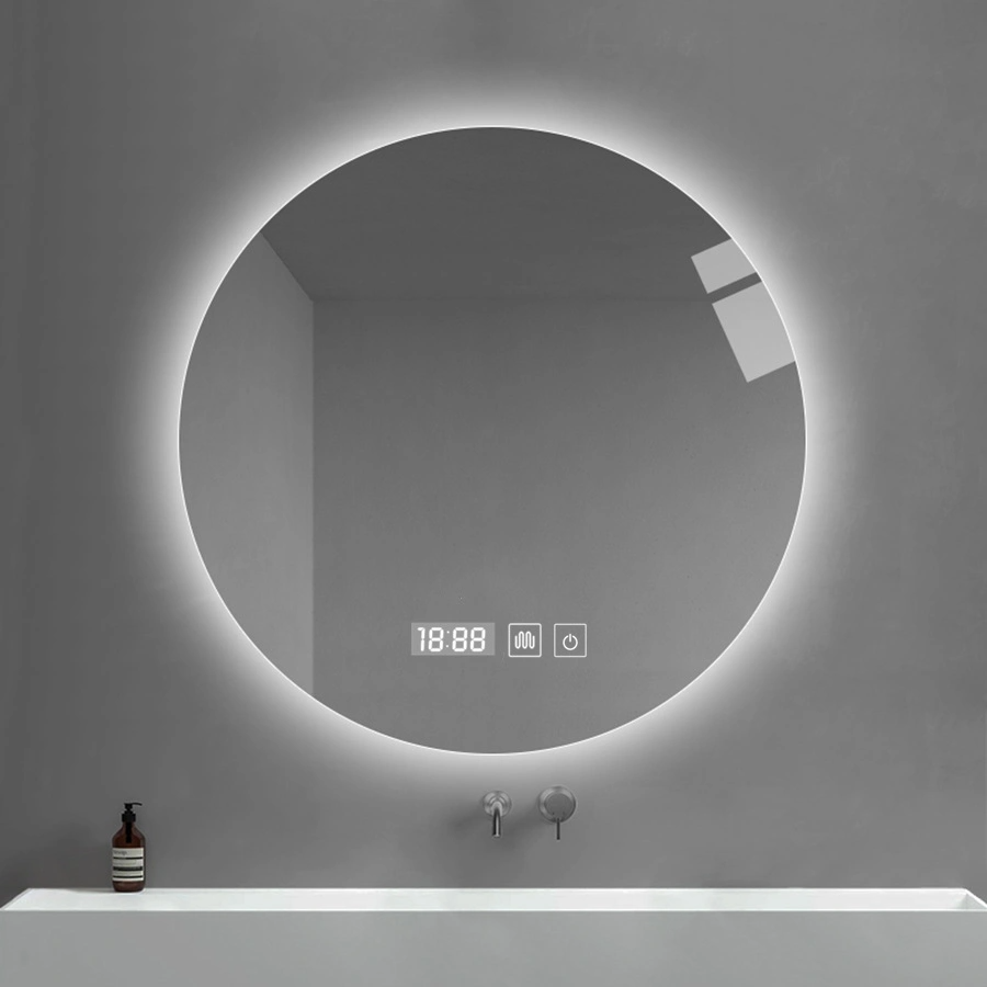 Specchio decorativo da parete per bagno con specchio da bagno illuminato a LED retroilluminato rotondo senza cornice per la casa moderna
